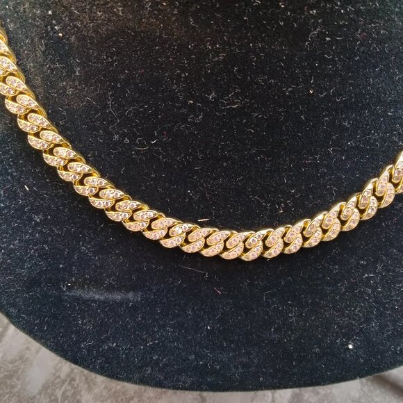GOLD GODS Necklace Micro Cuban GDC8MMC18 Zumiez 18k Gold Plate Cubic Zirconia - Picture 2 of 8